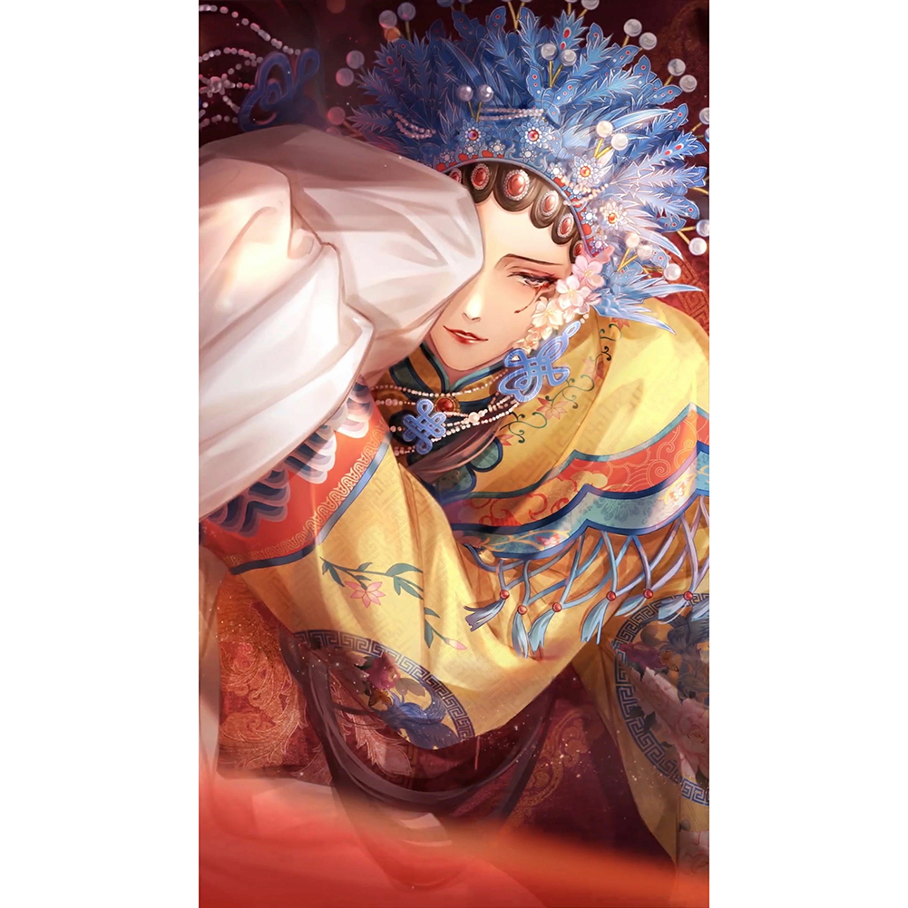 

30*60CM - Round Drill Diamond Painting - Peking Opera Girl, 501 Original