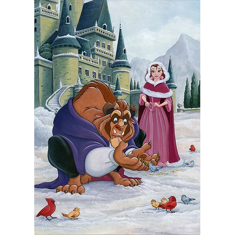 Beauty And The Beast 30*40CM(Canvas) Full Round Drill Diamond Painting gbfke