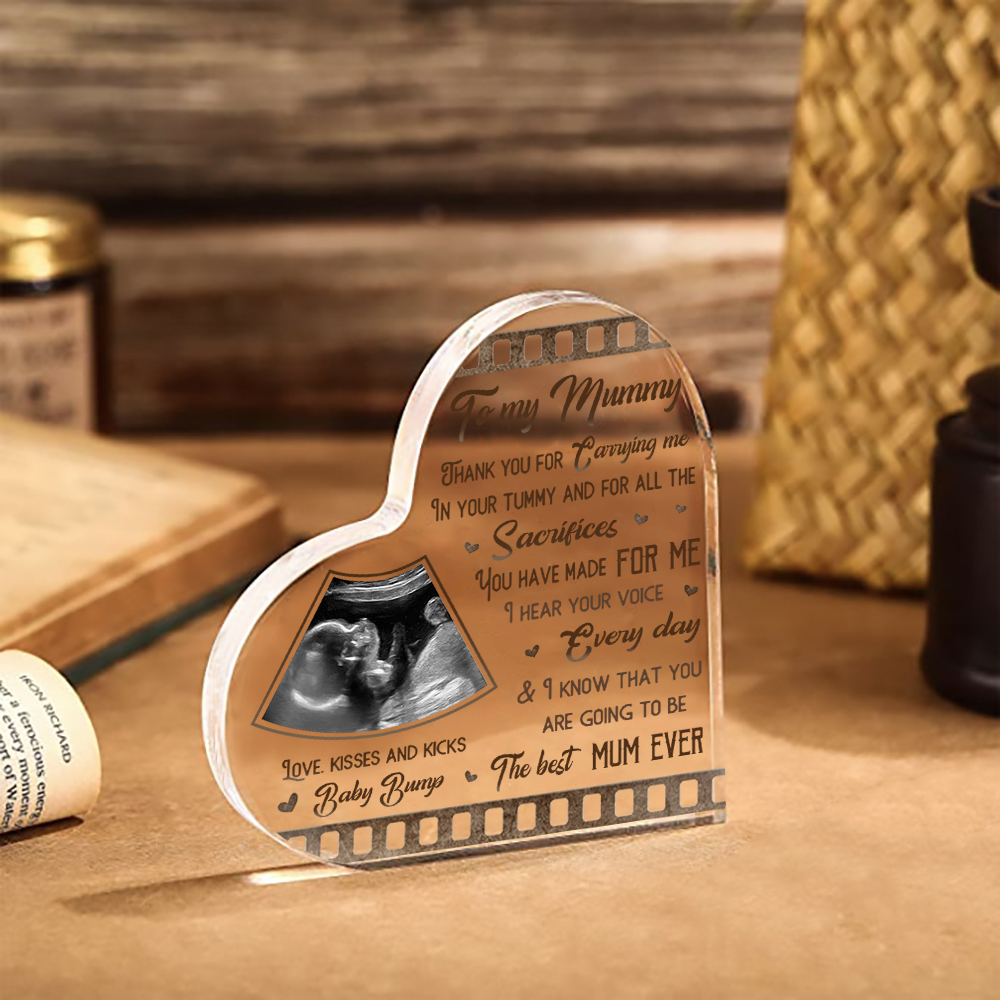 To My Mummy/Mommy Personalised Photo Acrylic Heart Keepsake Custom Text Ornaments -  Thank You For Carrying Me In Your Tummy-Jessemade AU