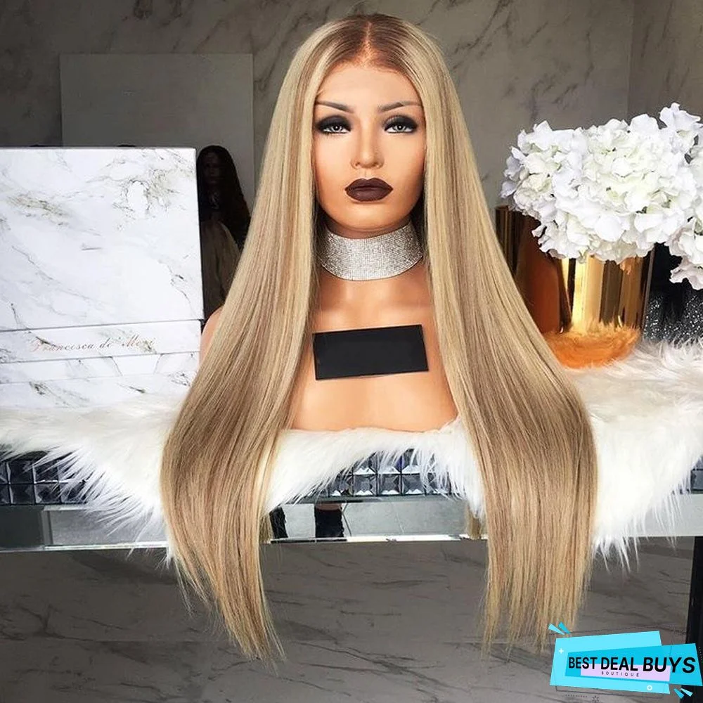 Fashion Dyed Mixed Color Golden Mid-Length Straight Hair Set