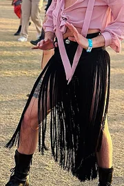 Ciciful Men's Long Fringe Festival Cowboy Black Pants