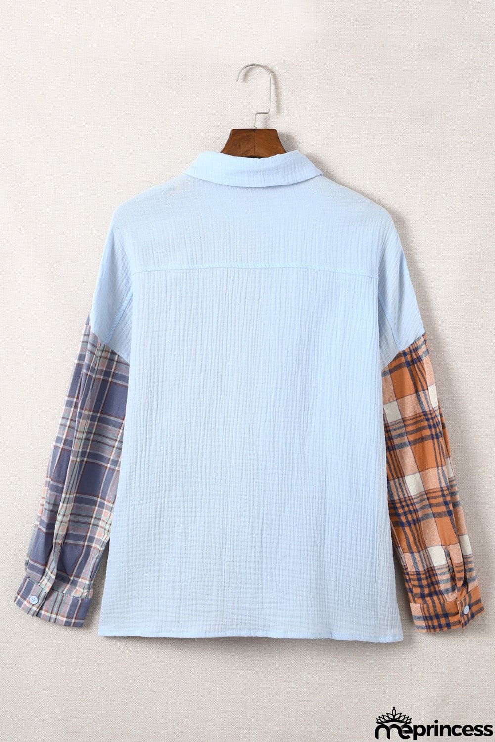 Plaid Color Block Textured Drop Shoulder Shirt Jacket