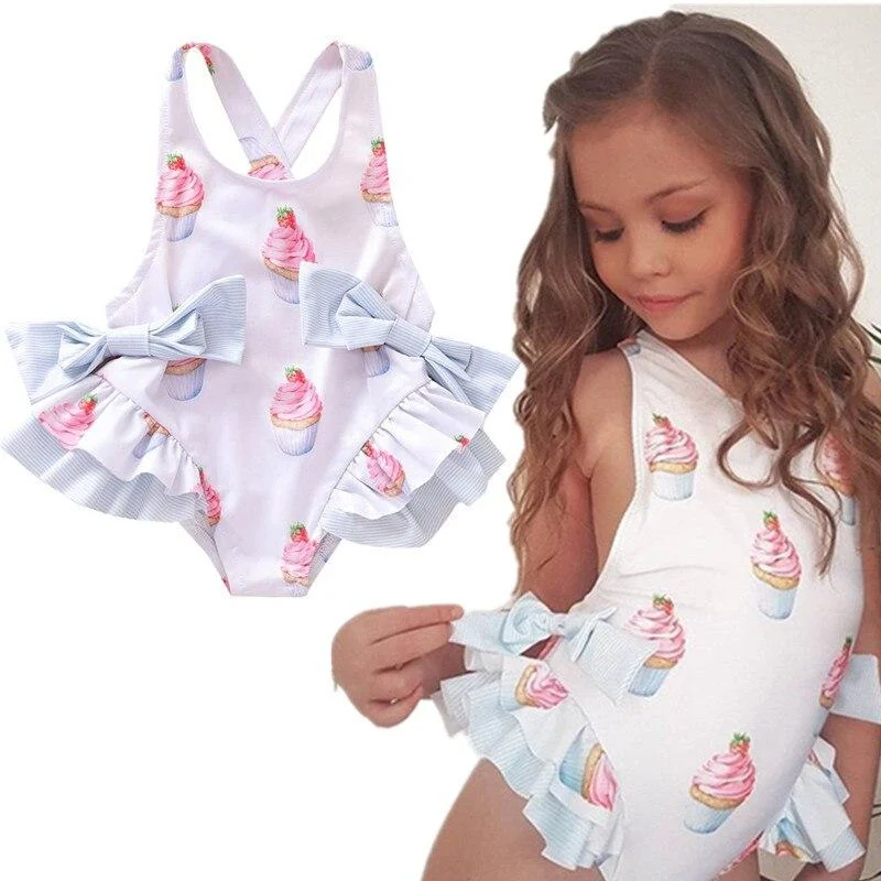 Baby Girls Swimwear Toddler Kids Swimsuit Bikini Flower Girls Summer Beachwear Backless Children Bathing Suit 1 2 3 4 Years
