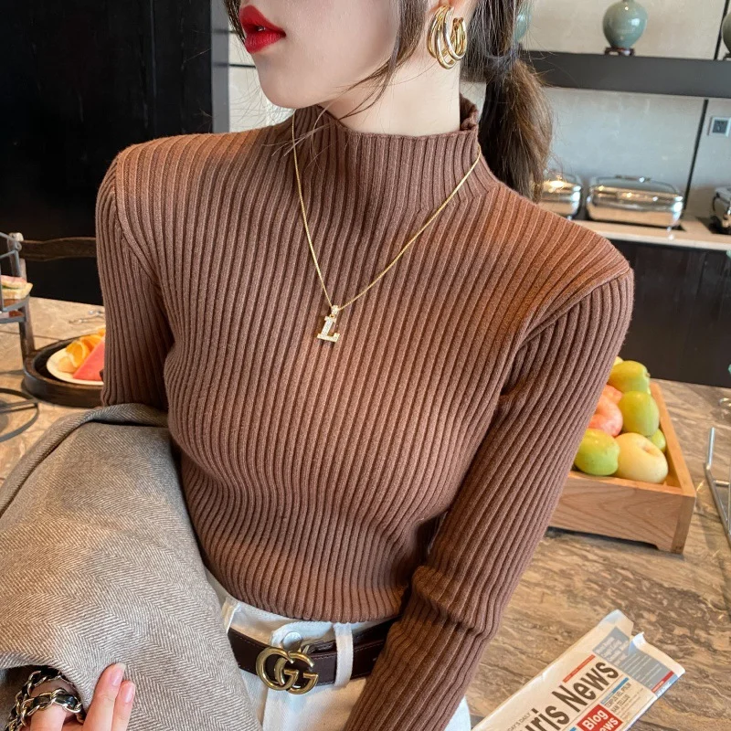 Uveng Uveng Collar Sweater Bottoming Women's Autumn And Winter 2024 New Clothes Fashion Knitted Shirt