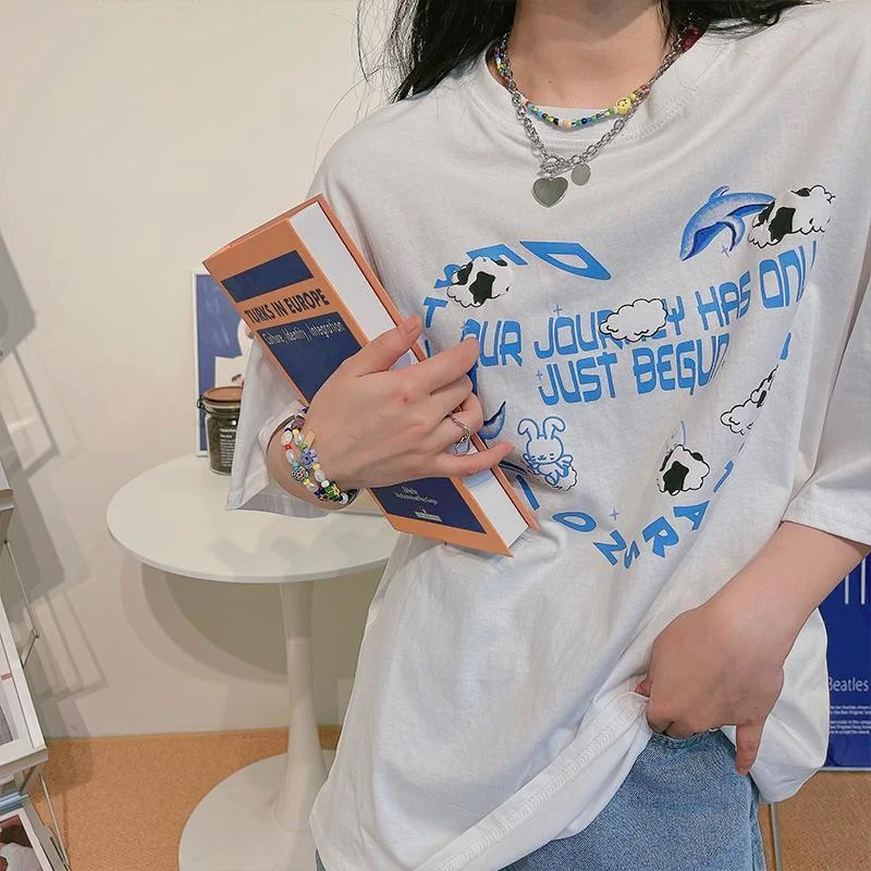 Korean Fashion Loose Print T-shirt TK074