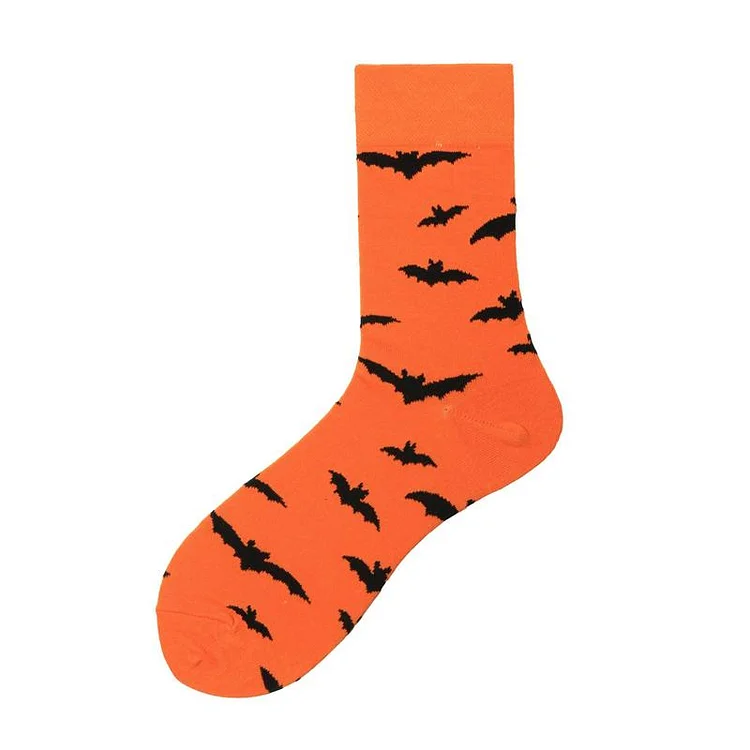 Halloween pumpkin bat printed socks