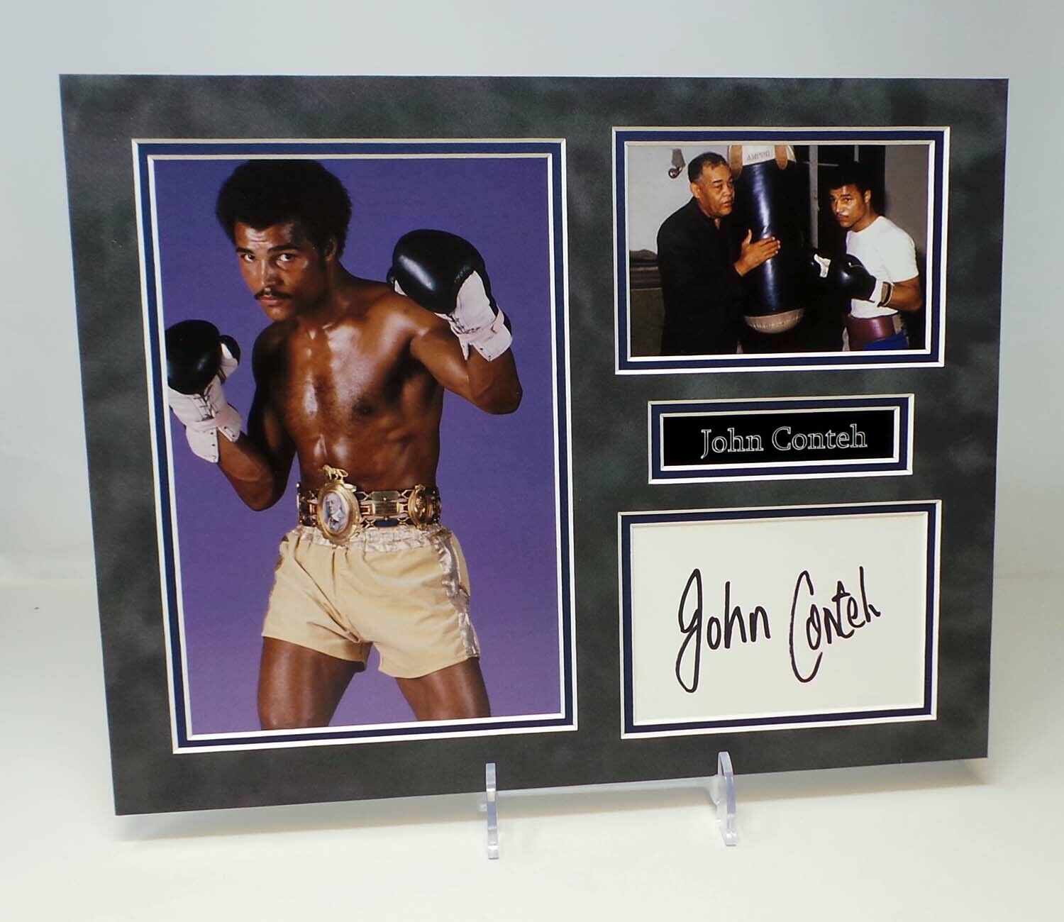 John CONTEH Signed Mounted Photo Poster painting Display AFTAL RD COA British Boxer