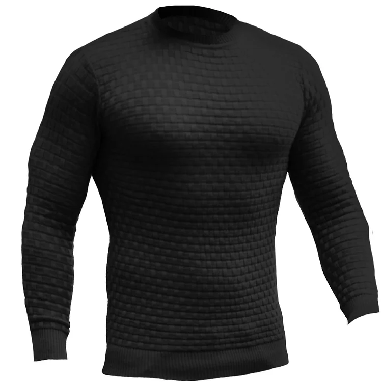 BrosWear Round Neck Waffle Textured Long Sleeved Sweatshirt