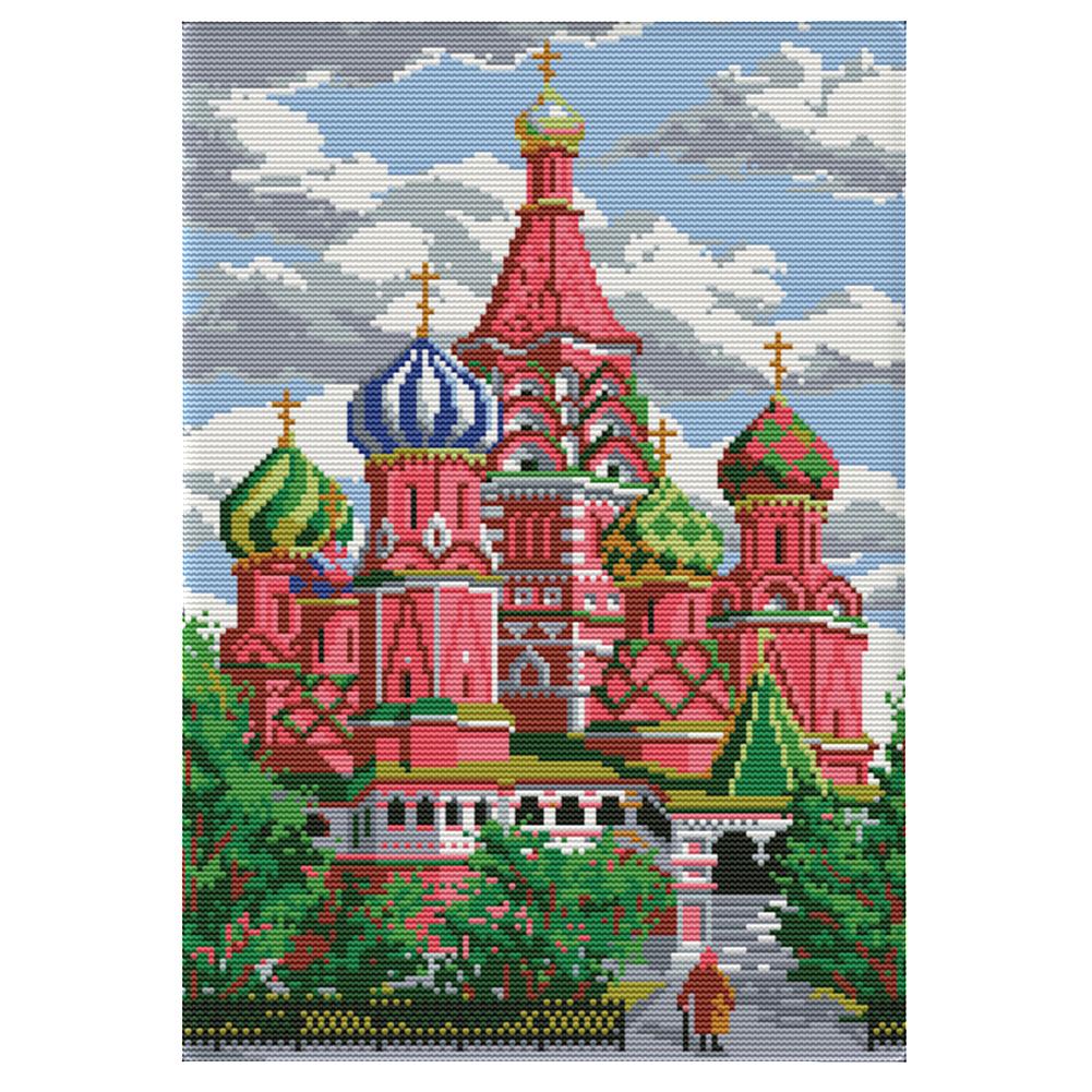 

Red castle - 14CT Stamped Cross Stitch - 30*41cm, 501 Original