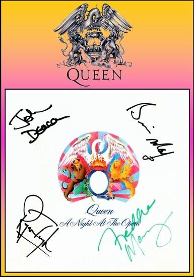 QUEEN - SIGNED LP COVER - A NIGHT AT THE OPERA - Photo Poster painting POSTER INSERT