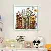 Books And Flowers-18CT Stamped Cross Stitch 50*50cm/19.69*19.69in