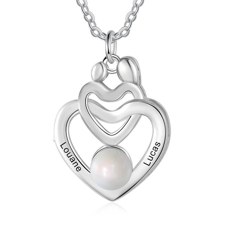 Mother Hold Child Necklace Pearl Heart Necklace for Her