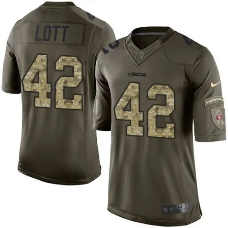 49ers #42 Ronnie Lott Green Youth Stitched NFL Limited Salute to Service Jersey