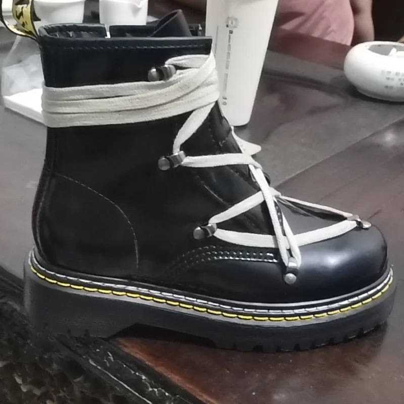 Ankel Boots for Women Chunky Martin Boots Genuine Leather Ladies Fashion Platform Motorcycle Boots Botas De Invierno Para Mujer