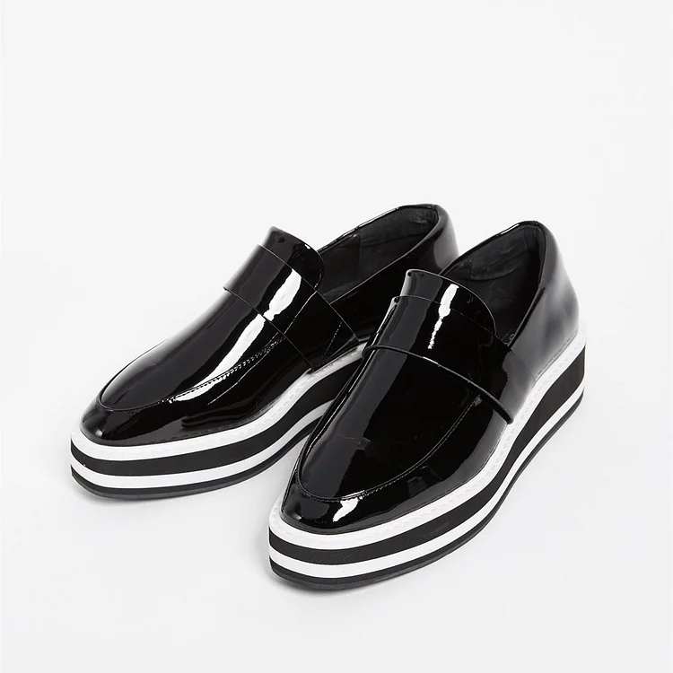 Black Patent Platform Loafers Vdcoo