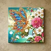 (Pre-Framed)Butterfly Flower-Special Shape Diamond Painting Kit(25x25cm)