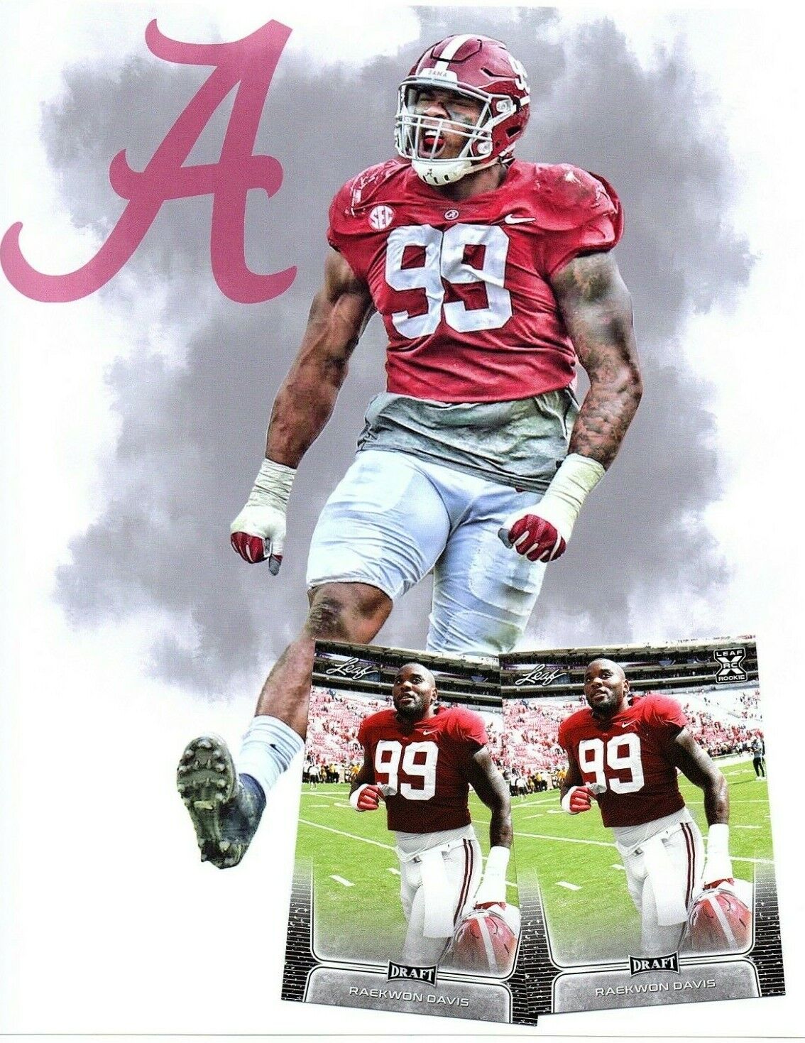 Raekwon Davis Alabama unsigned 8x10 football Photo Poster painting & 2 rookie cards 2020 Draft