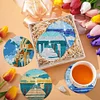 6Pcs/set Diamond Painting Wooden Bridge Coaster Cup Cushion With Holder