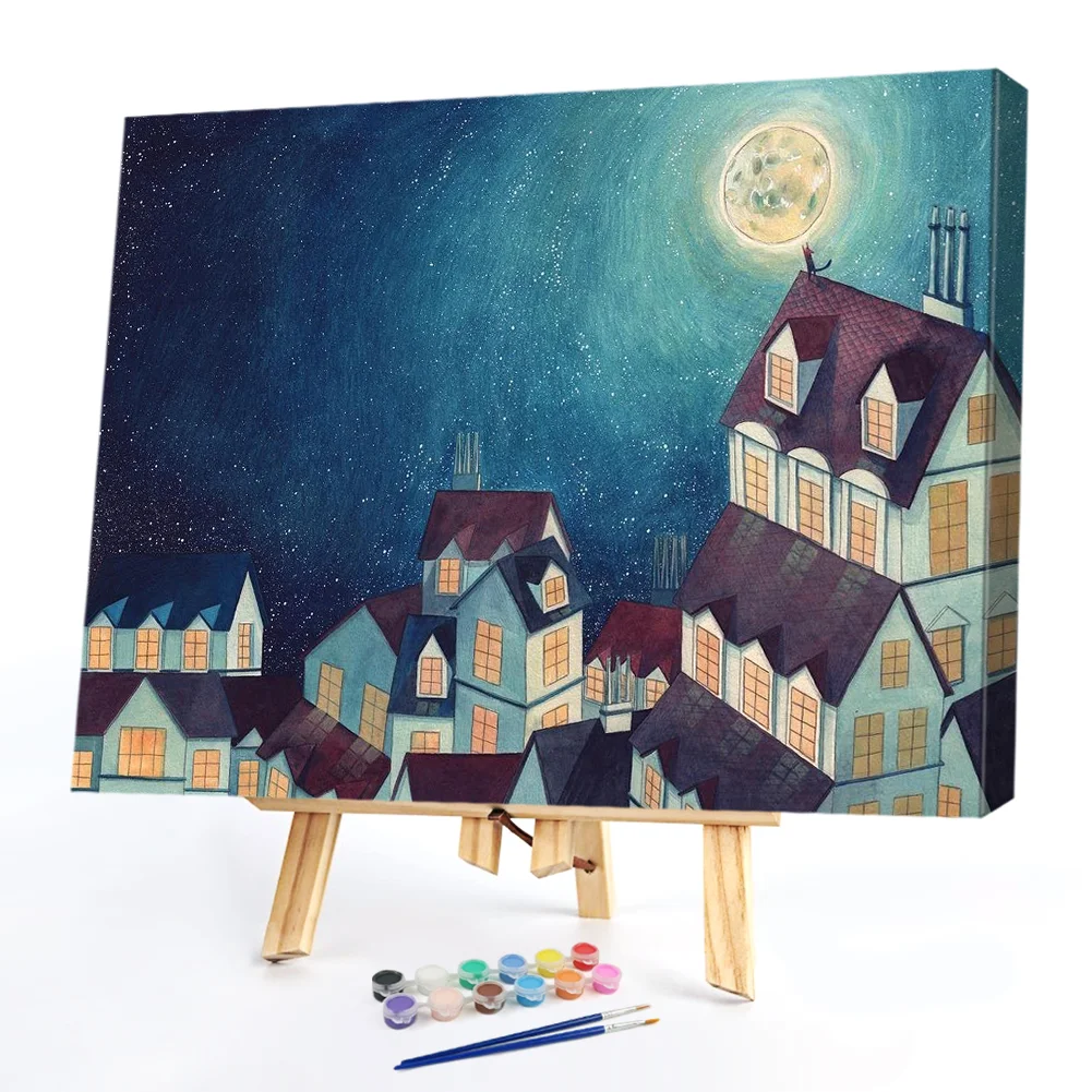Village Night - Paint By Numbers(50*40CM)