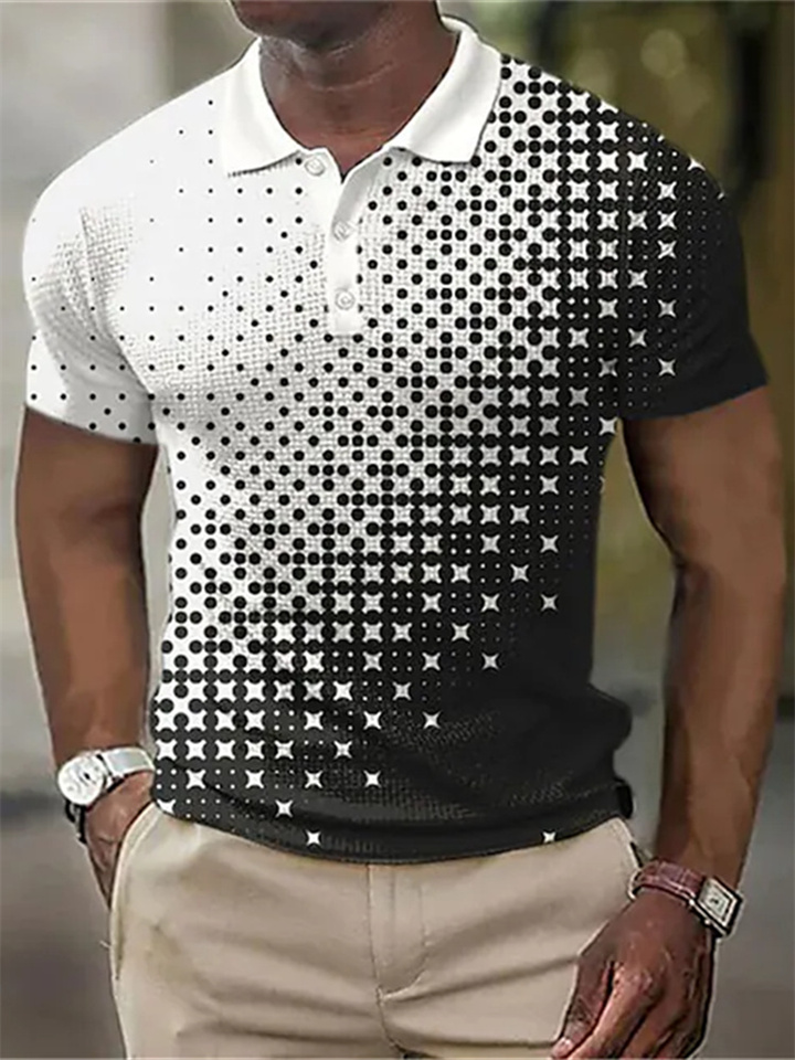 Men's Polo Shirt Golf Shirt Graphic Prints Geometry Turndown Red green Black Yellow Red Blue Outdoor Street Short Sleeve Print Clothing Apparel Fashion Designer Casual Breathable