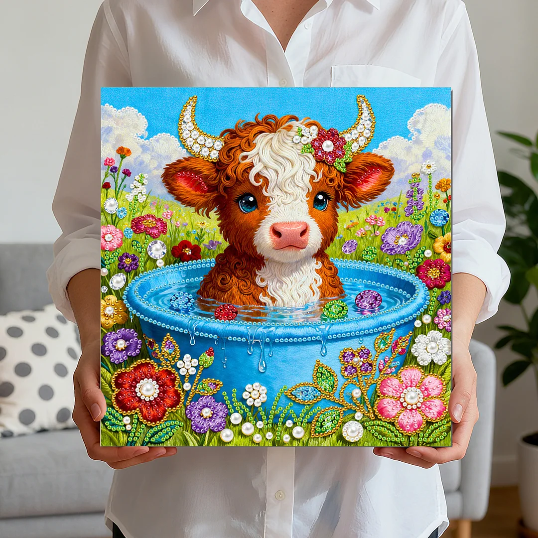 Calf Art Diamond Painting Kit for Adults Home Decor 25x25cm With Frame