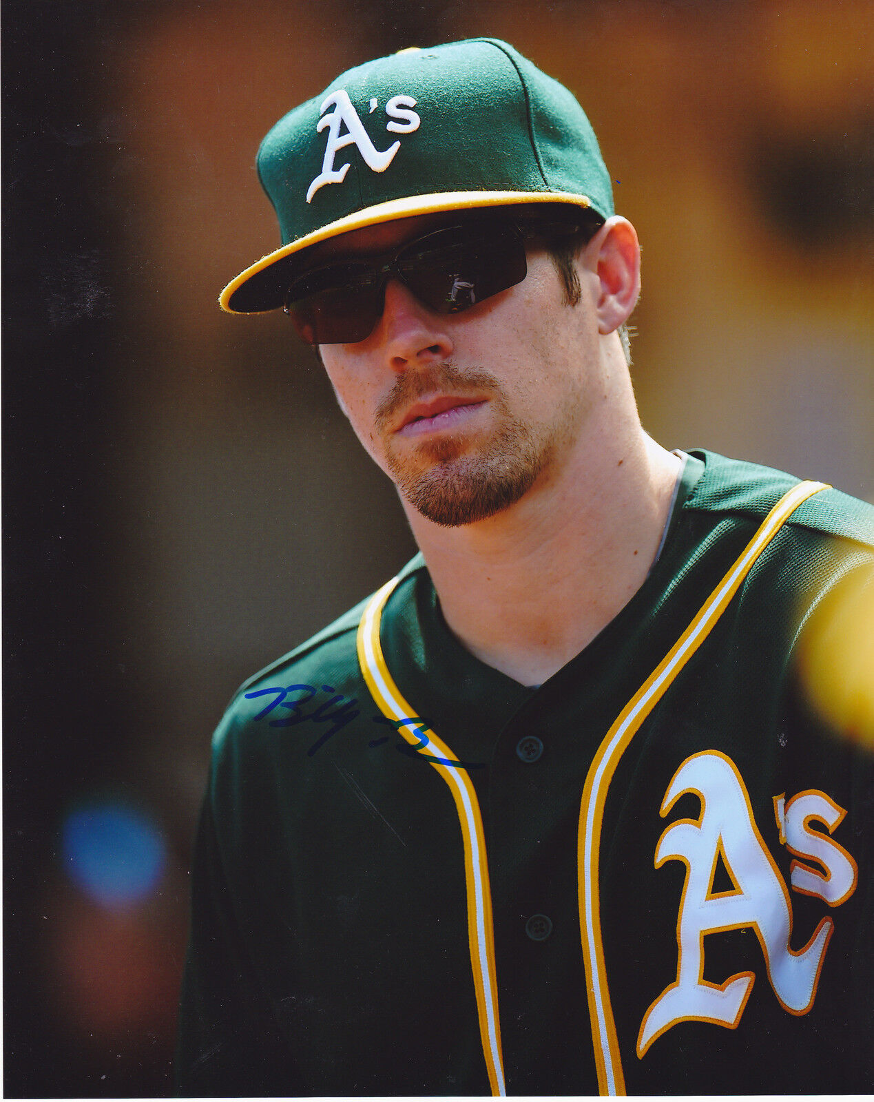 BILLY BURNS OAKLAND A'S ACTION SIGNED 8x10