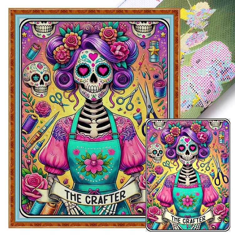 『YiShu』Halloween Skull - 11CT Stamped Eco-Friendly Cotton Thread Cross Stitch(50*65cm)