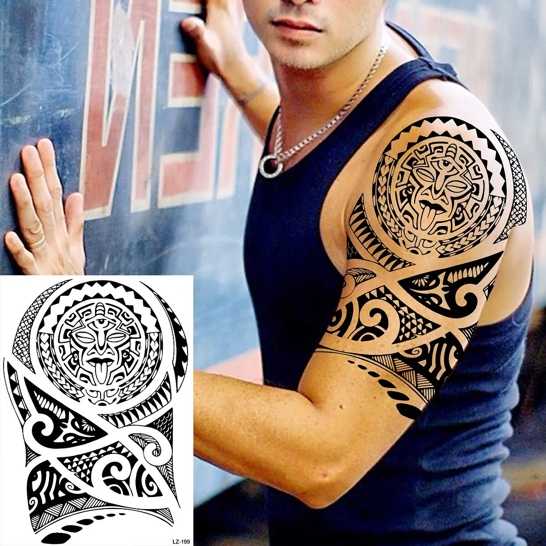 Sdrawing Compass Skull skeleton Temporary Tattoos For Men Adults Realistic Tiger Lion Wolf Totem Fake Tattoo Sticker Arm Tatoos