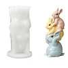 3D Stacking Rabbit Silicone Candle Mould DIY Easter Casting Tools Reusable Handmade Easter Soap Mould Desktop Ornament Silicone Moulds For Candle Making Craft Festival Decoration
