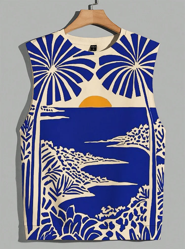 Men's Coconut Tree Coast Vacation Art Print Tank Top
