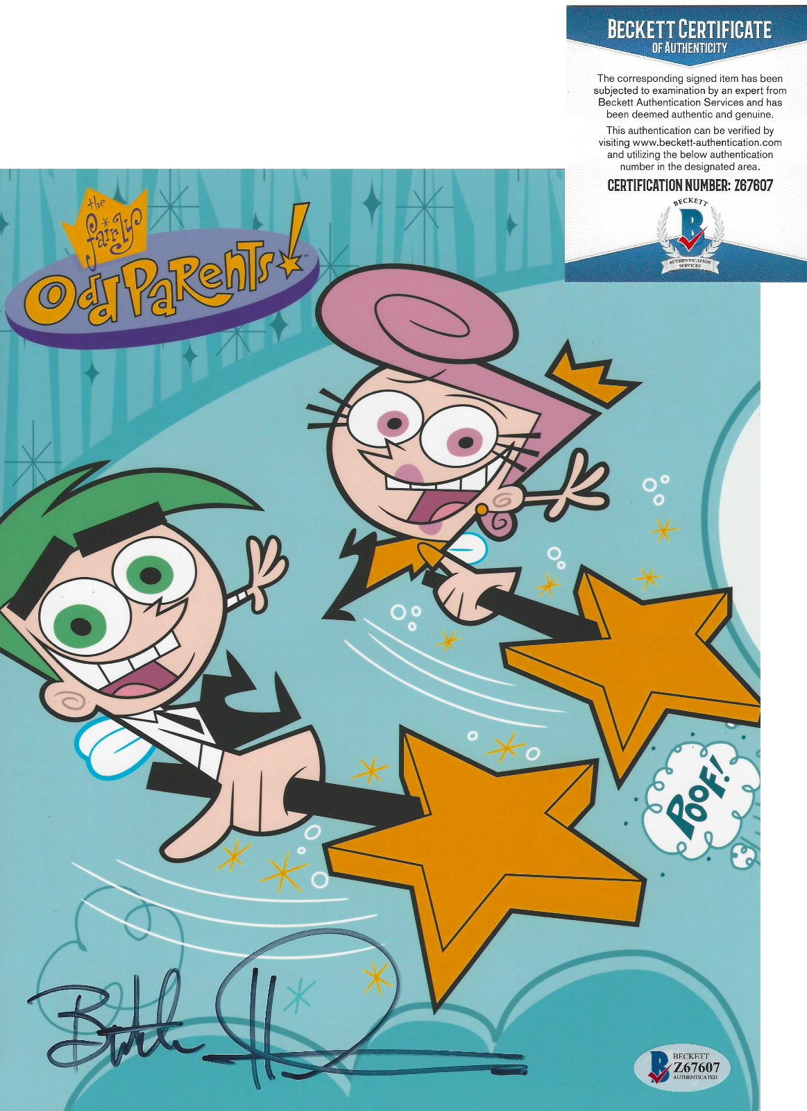 BUTCH HARTMAN SIGNED THE FAIRLY ODDPARENTS CREATOR 8x10 Photo Poster painting C BECKETT COA BAS