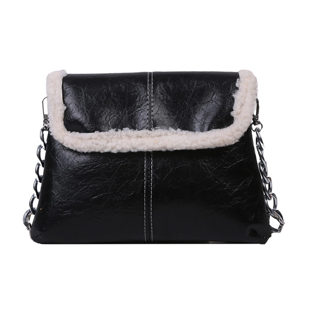 

Retro Splicing Leather Plush Chain Tote Autumn Women Shoulder Messenger Bag, 501 Original