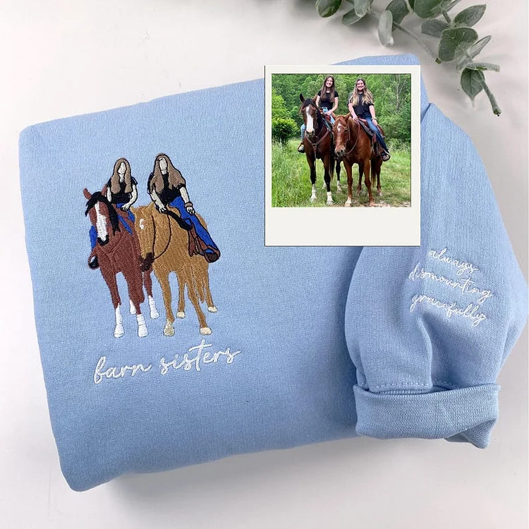 Pet Embroidered Sweatshirt, Custom Embroidered Horse Sweatshirt with Portrait From Photo