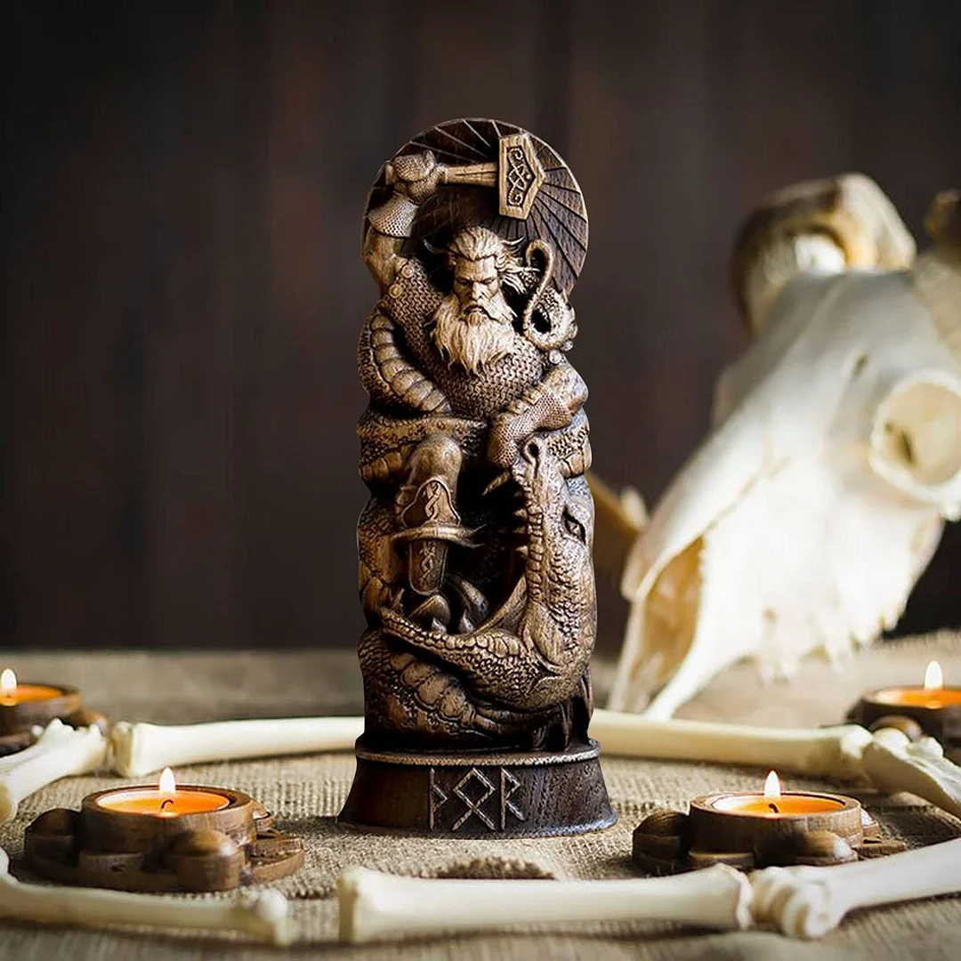 🔥Hot Sale🔥(Buy 2 Free shipping)🎁Odin statue, Allfather, Wotan, norse gods, wood carving altar heathen asatru viking god and goddes sculpture wooden scandinavian pantheon