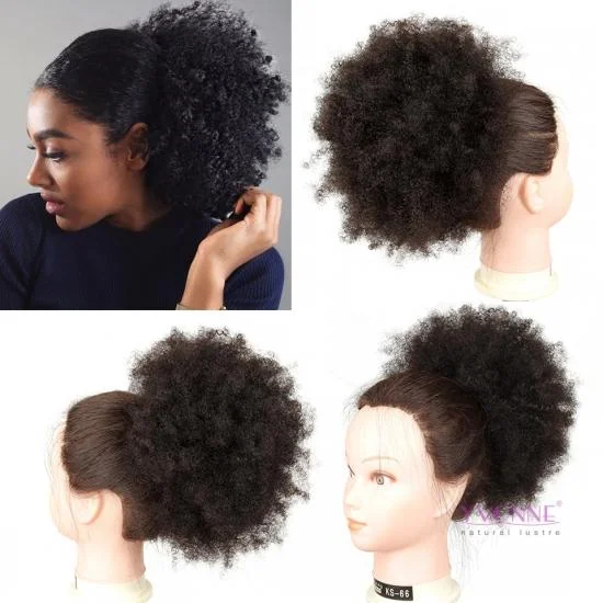 YVONNE Afro Kinky Curly Ponytail For Women Natural Color Human Hair Clip In Ponytails