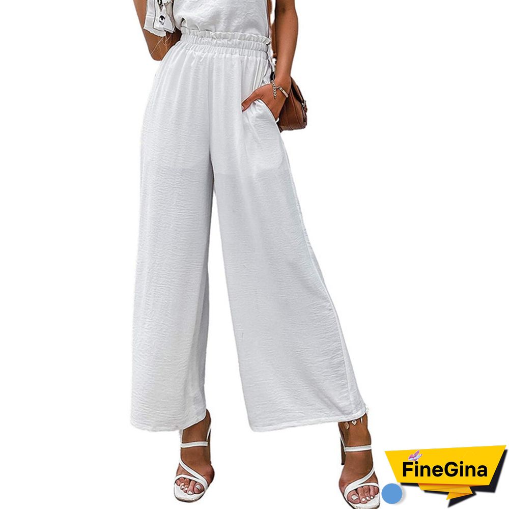 Casual Solid Cotton Pocket Loosen Pants