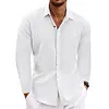 Camicia da uomo a maniche lunghe in cotone e lino con revers