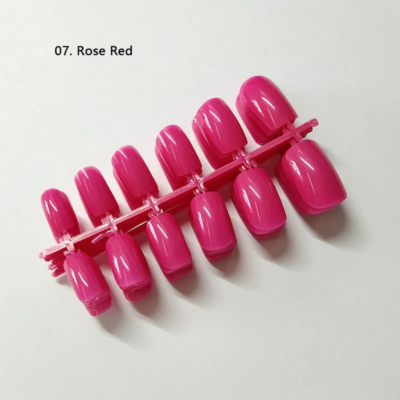 120pcs/pack 20 Colors Full Cover Nail Tips Short Design Fake Nails Square Faux Ongles Acrylic Frenc False Nails Art Tips Tools-Nail Inspo