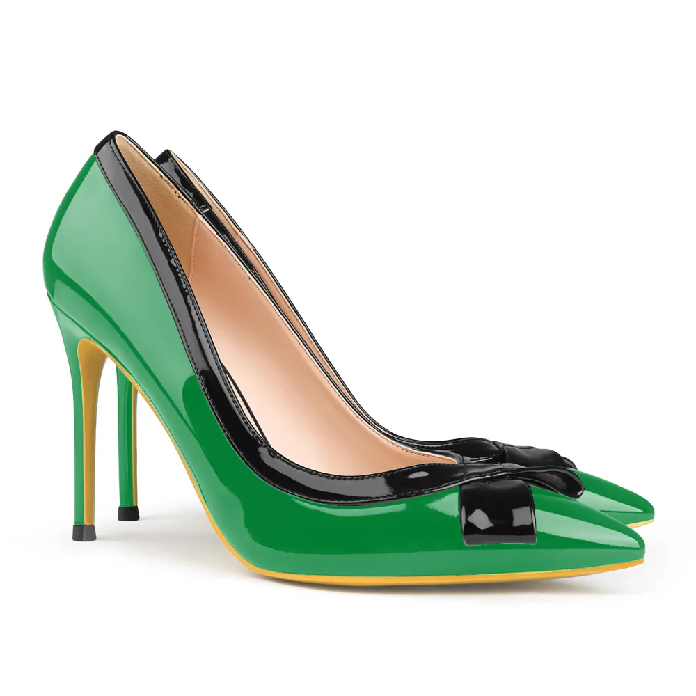 100mm Bow Fashion High Heels Sexy Prom Mixed Color  Stiletto Heels-vocosishoes