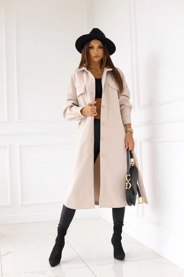 2021 Fall/Winter Long Sleeve V-neck Button Lace Woolen Woolen Coat Women's Clothing