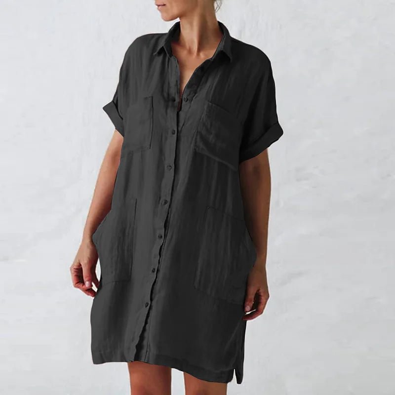 Simple Short Sleeve Plain Mini Dress