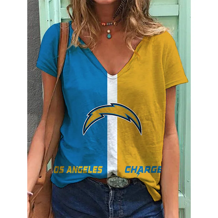 Los Angeles Chargers Lightweight Short Sleeve V-Neck T-Shirt