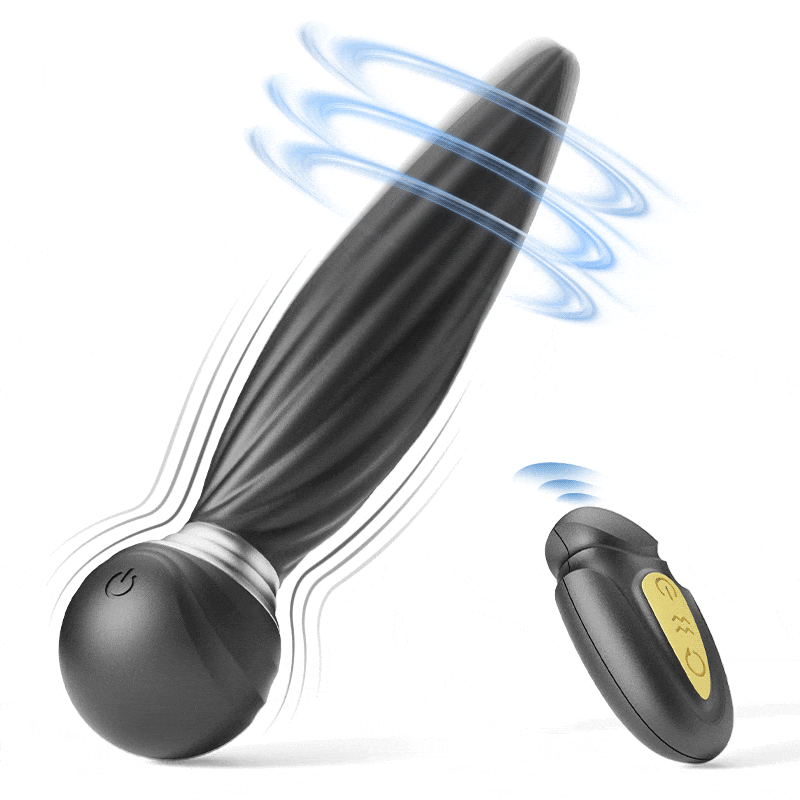 7 Vibrating & 7 Head Rotating Remote Prostate Anal Butt Plug - Rose Toy