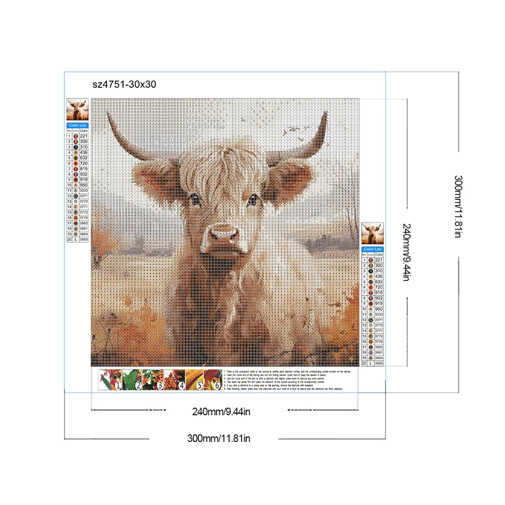 Diamond Painting - Full Round Drill - Highland Yak(Canvas|30*30cm)