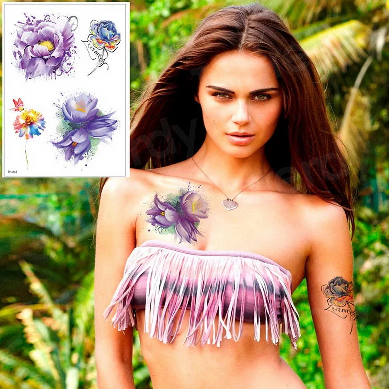 waterproof tattoo stickers bikini peony tattoo & body art flower rose tattoo fake water transfer tattoo temporary tatoo leg arm