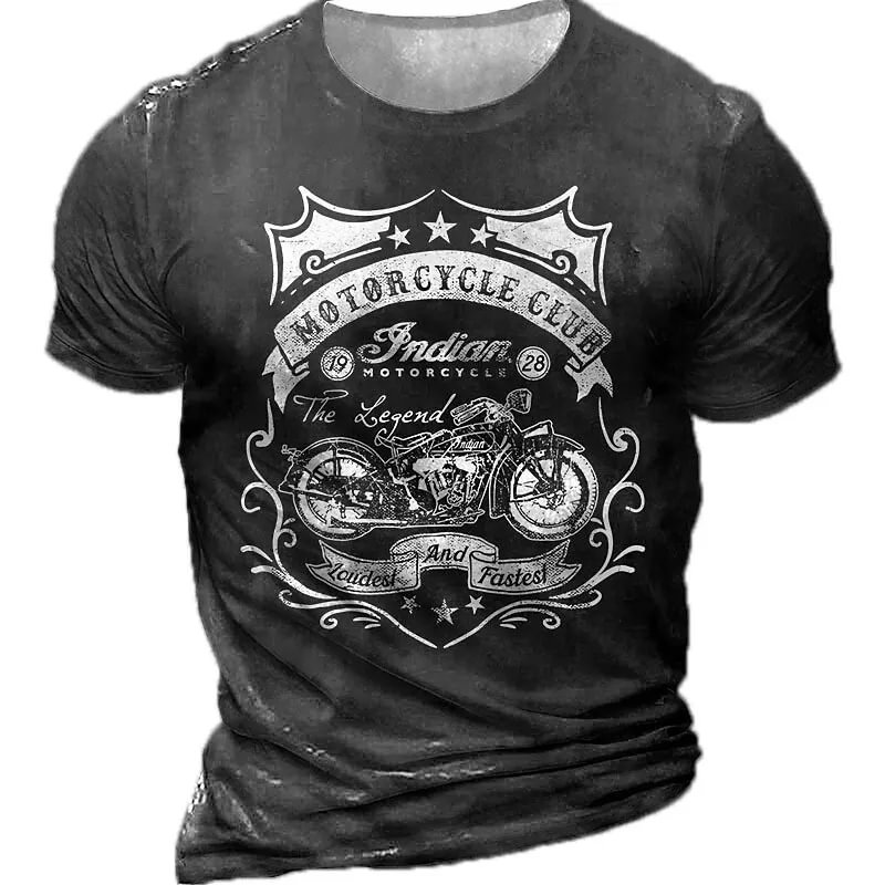Men's 3D Print Graphic Patterned Motorcycle Crew Neck T-Shirt