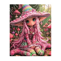 Pink Mushroom Fairy - Pearls Painting