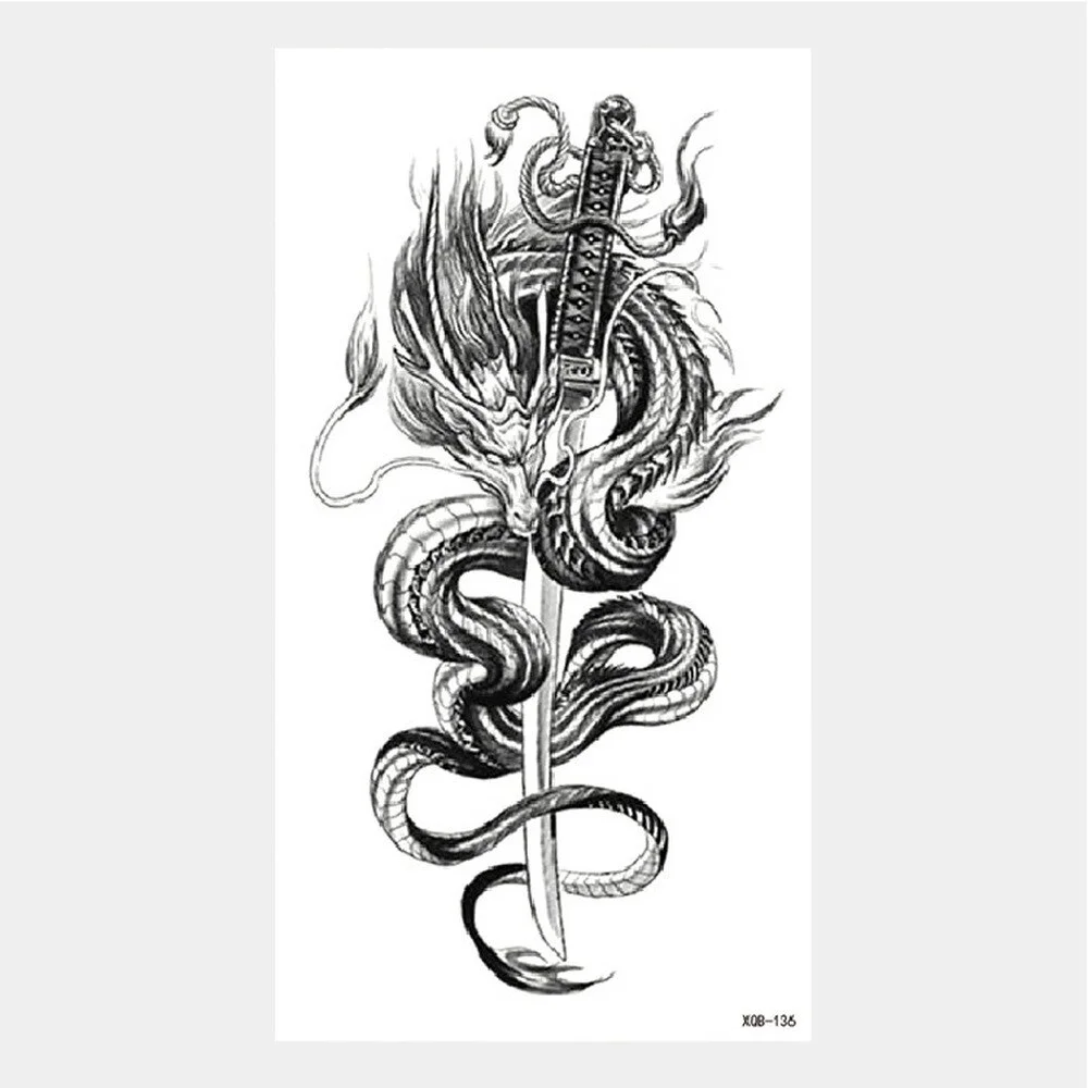 Sdrawing Tattoo Stickers Animal Tatoo Sticker Flying Dragon Wolf Head Tiger Dream Catcher Fake Tatto Body Art Makeup Stickers