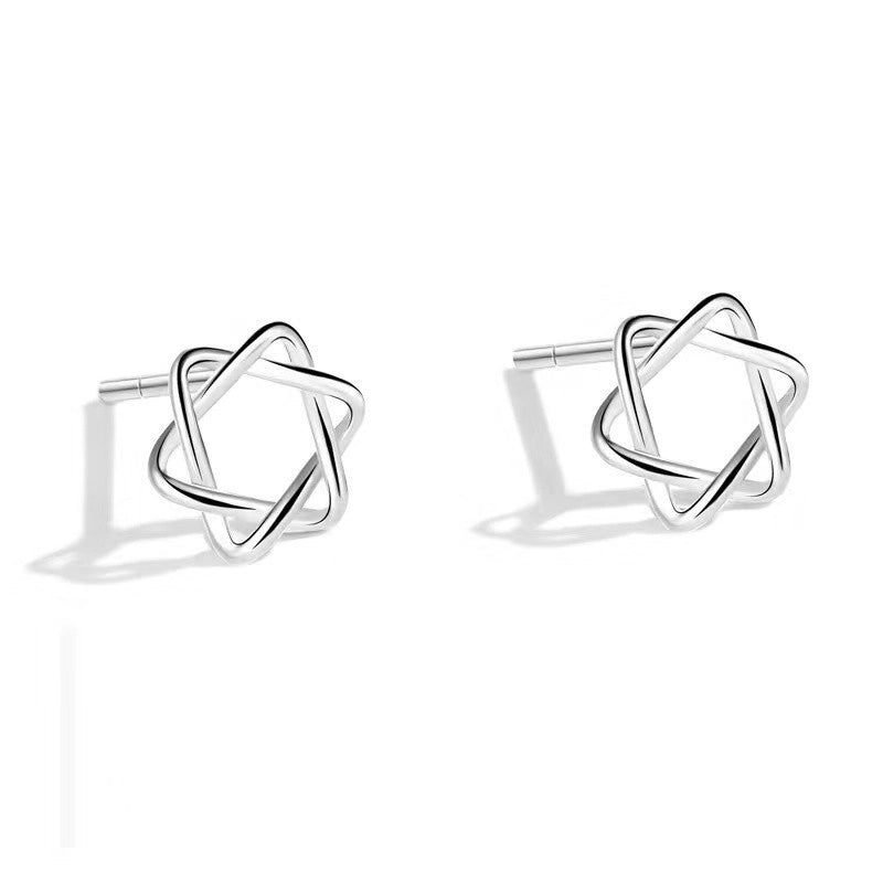 1 Pair 925 Sterling Silver Star Heart Shape Ear Studs