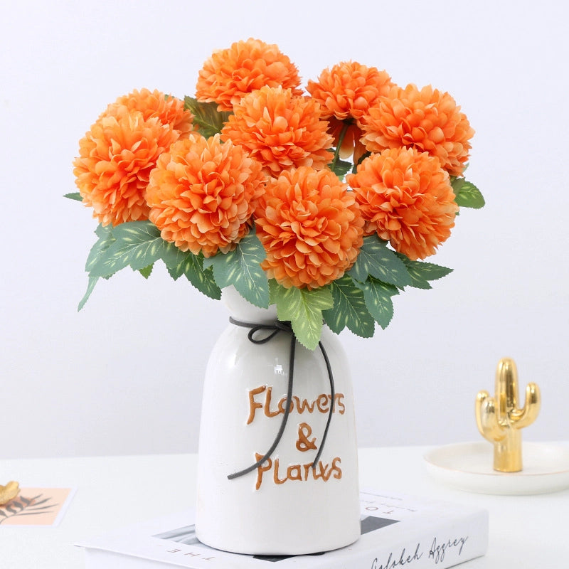 Artificial Chrysanthemum Single Ping-pong Chrysanthemum Wedding Decoration Home Living Room Soft Decoration Silk Cloth Dandelion Fake Flower